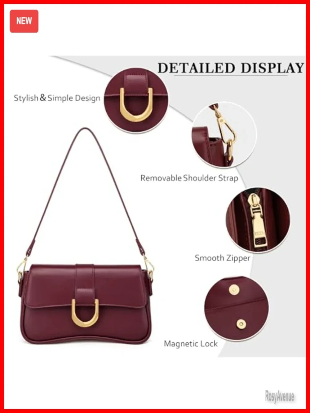Vegan Leather Small Hobo Bag with Removable Strap